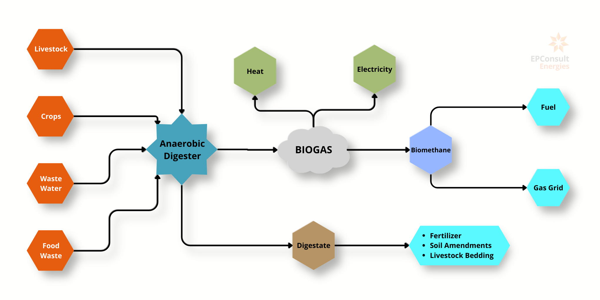 flowchart showing biomethane production