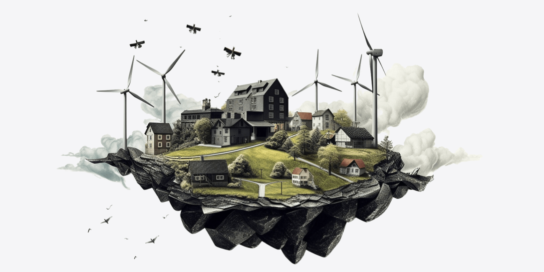 from coal to renewables, creative illustration